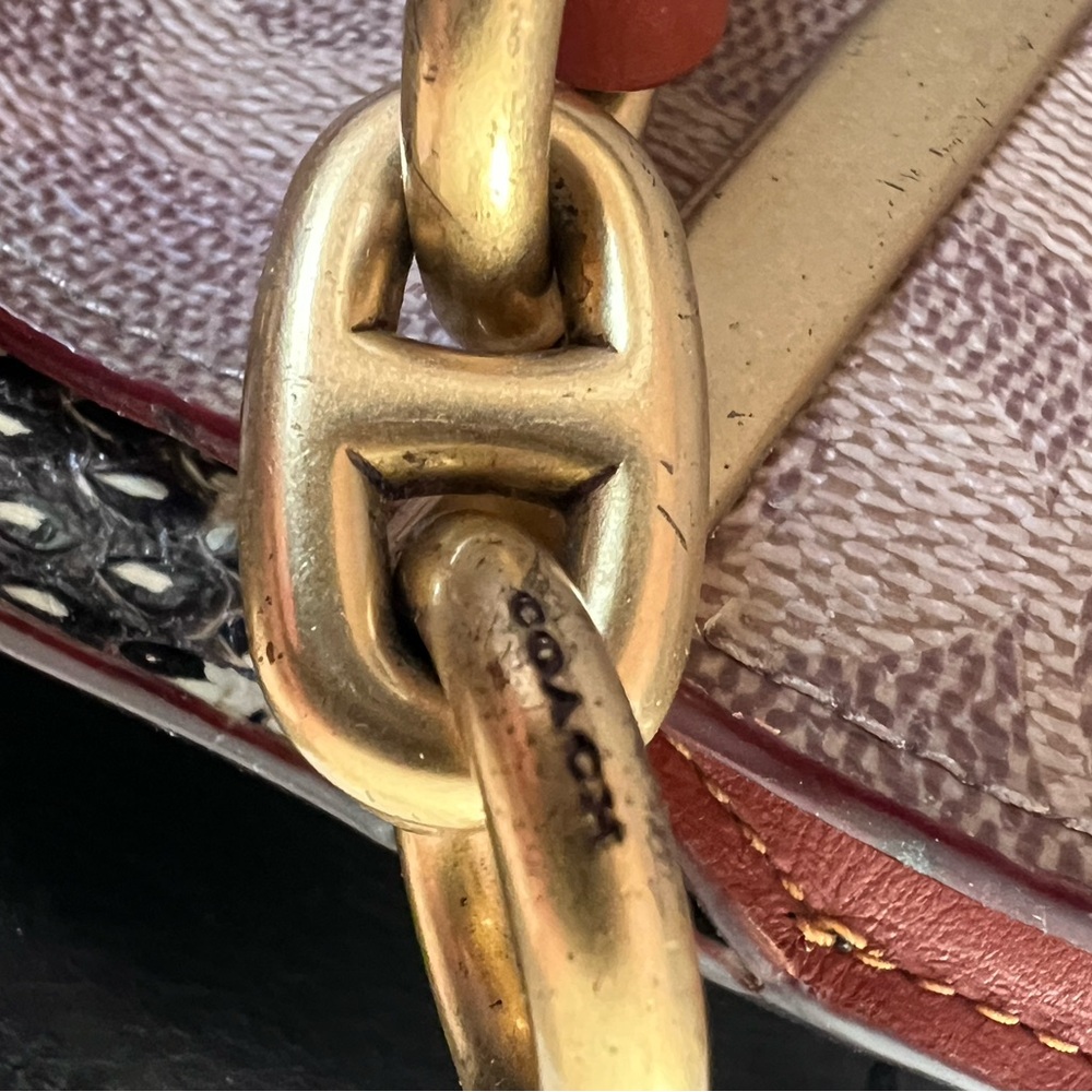 COACH Dreamer Signature Canvas with Snake Skin Detail Shoulder Bag 38846 - Picture 8 of 15